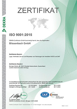 Dekra-Zertifizierung nach EN ISO 9001:2015