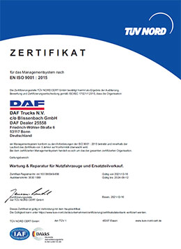Tüv-Zertifizierung nach EN ISO 9001:2015